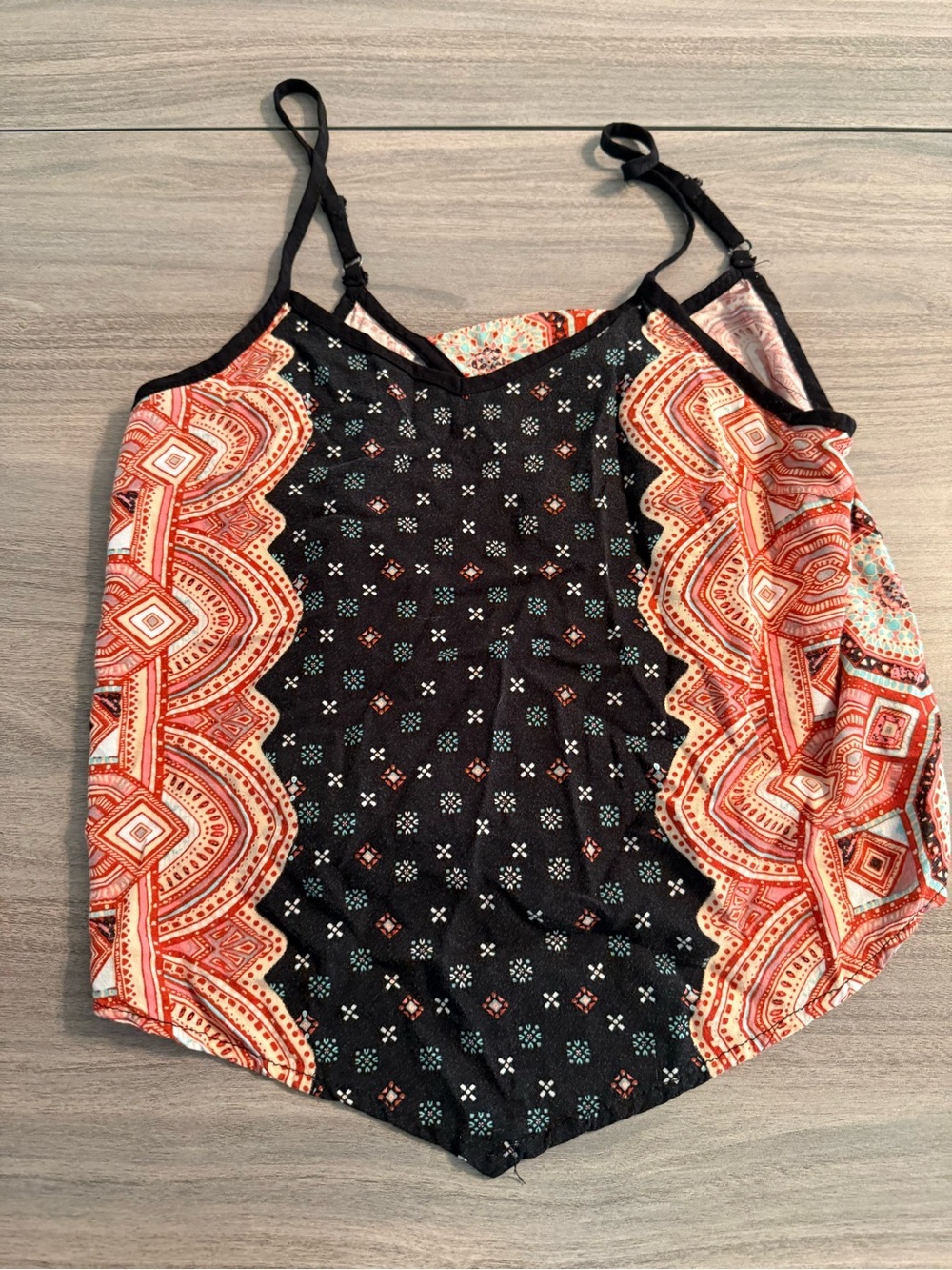 Xhilaration Black & Rust Boho Spaghetti-Strap Camisole